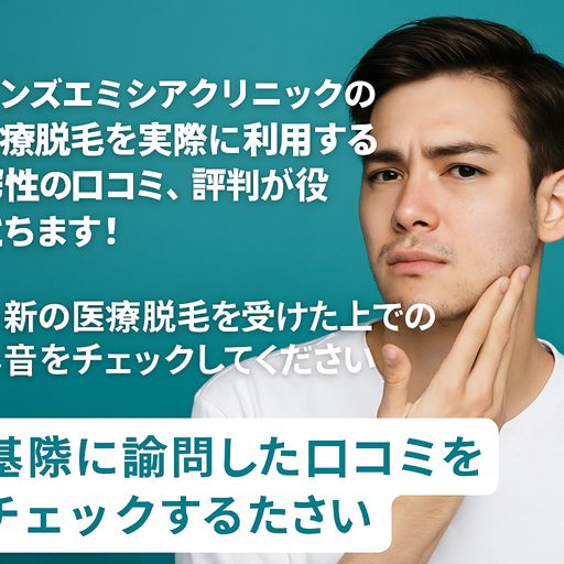 メンズエミシアクリニックの医療脱毛を実際に利用する男性の口コミ、評判が役立ちます!最新の医療脱毛を受けた上での本音をチェックしてください