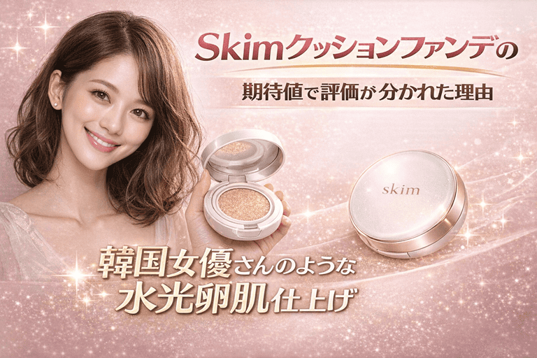 Skim クッションファンデの口コミ|期待値で評価が分かれた理由【韓国女優さんのような水光卵肌仕上げ 】